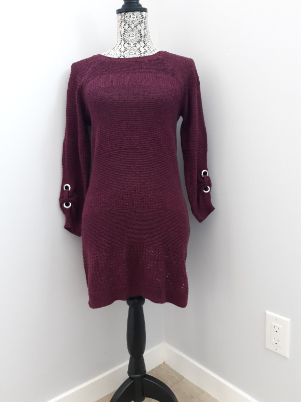 Womens Burgundy Crochet Dress Sweater Size Small By Ricky's in Women's - Dresses & Skirts in Winnipeg - Image 4