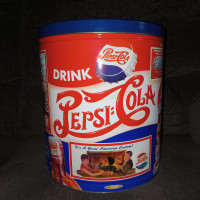 Vintage 1993 Pepsi Cola Advertising Popcorn Olive Tin Can 11x10