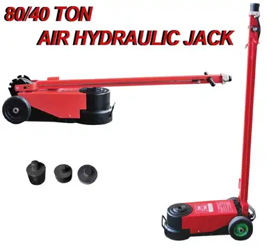 NEW 2 STAGE AIR HYDRAULIC JACK CAPACITY (80 TON / 40 TON) MIN HEIGHT 8 1/4" LIFTING HEIGHT 15 3/4" N...