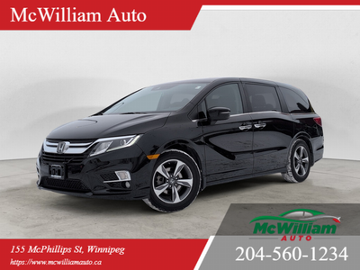This 2020 Honda Odyssey EX-L finished in a sleek black exterior with a matching black leather interi...