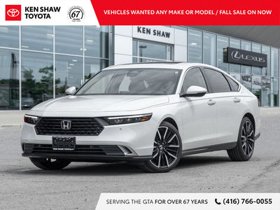 Very Low KM Platinum White Pearl 2025 Honda Accord Hybrid Touring! Navigation / Leather / Sunroof /...