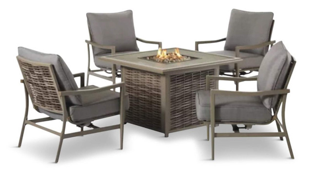 All Weather Wicker Outdoor Patio Set w/Fire Pit Table in Patio & Garden Furniture in Peterborough - Image 3