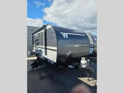 Winnebago Access travel trailer 15RB highlights: Front RV Queen Bed Booth Dinette Single Axle Exteri...