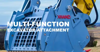 $60,000.00 NEW COST MULTIPLE USE TWO X GRAPPLE BUCKET - USE AS SHOVEL FRONT - DOZING TWO DIRECTIONS...