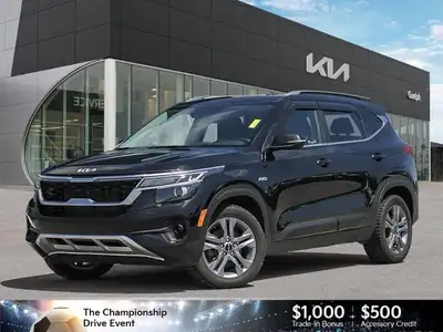 Navigate Canadian roads with confidence and style in this stunning Black 2023 Kia Seltos EX Sport Ut...