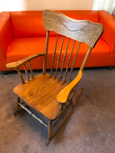 Genuine Antique Pressed Back Solid Rocking Chair, A REAL BEAUTY, View more