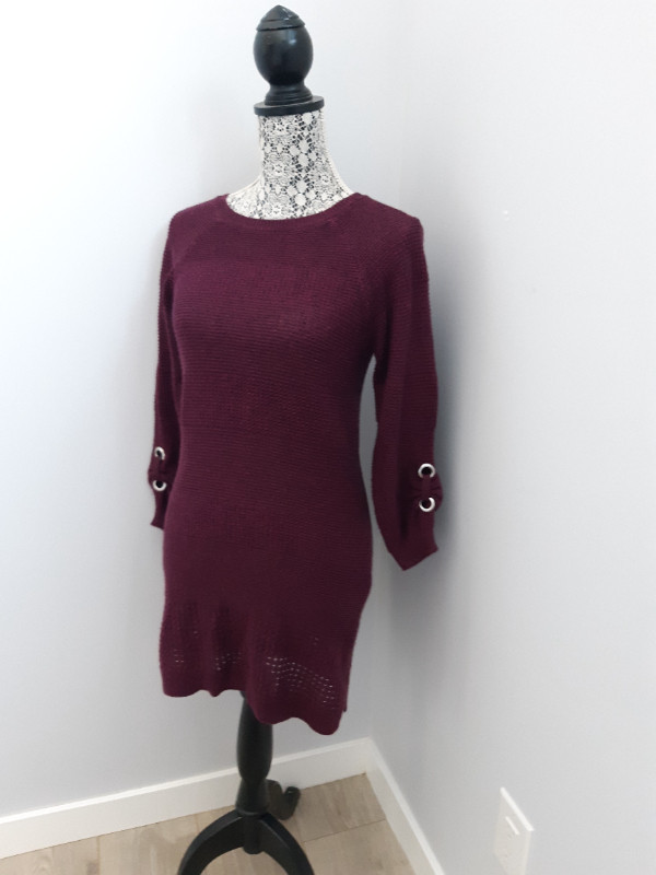 Womens Burgundy Crochet Dress Sweater Size Small By Ricky's in Women's - Dresses & Skirts in Winnipeg - Image 2