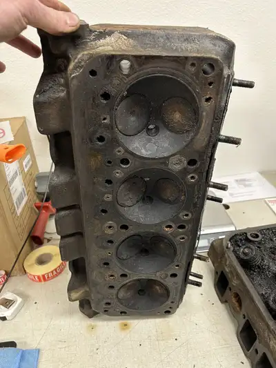 Pair of used 1957/1958 Chrysler hemi 392 cylinder heads, will need rebuilding factory original, pict...