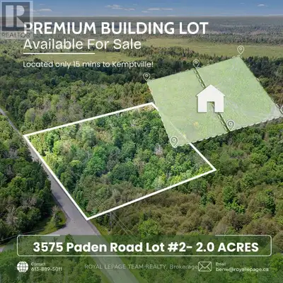 3575 Paden Road, Lot 2 in North Gower, is a beautiful 2-acre building lot that offers a serene and v...