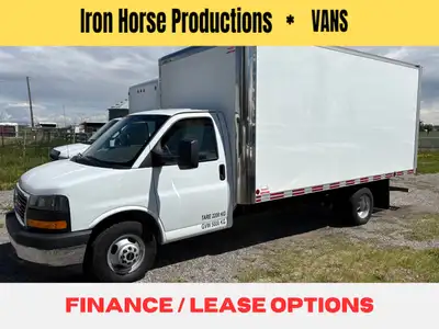 CAN LEASE!! RARE 2017 GMC SAVANA 3500 16' CUBE VAN , RAMP, Bright White Exterior With Grey Cloth Hig...