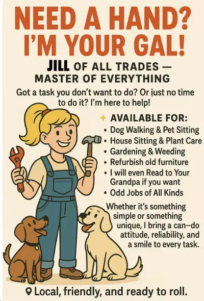 Need a Hand? I’m Your Gal!  Jack of All Trades — Master of Everything! Have a task you don’t want to...