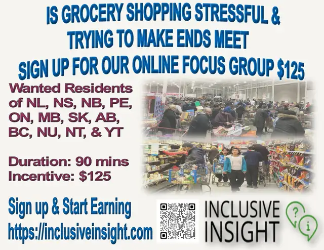GROCERY SHOPPING STRESS FOCUS GROUP PAID STUDY $125 STJ/NL in Other in St. John's - Image 2