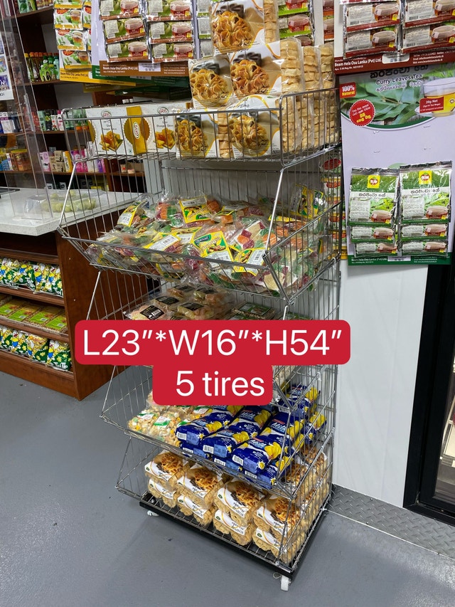 Dump bins, wirebasket shelving, grocery baskets, produce bins