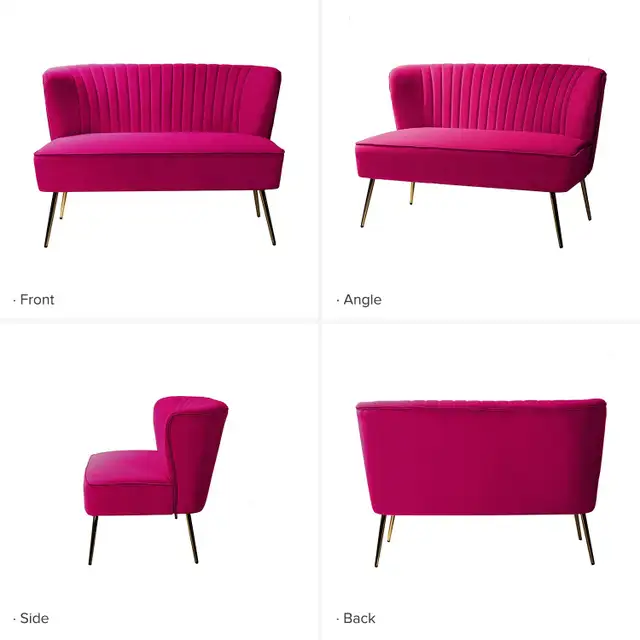 NEW 47 IN VELVET ARMLESS LOVESEAT FOR TWO PEOPLE SOFA in Home Décor & Accents in Lethbridge - Image 6