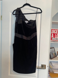 VELVET DRESS WITH SATIN ACCENTS (ASYMETRICAL) FOR SALE