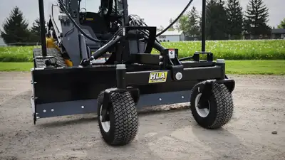 Push-pull design for grading in forward or reverse Pneumatic swivel wheels with tapered roller beari...