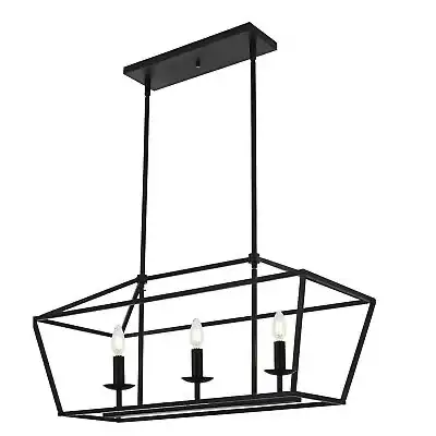 3 Lights Candle Rectangle ChandelierLOT# 12717, View more