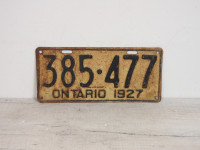 Vintage 1927 Ontario Passenger Vehicle License Plate 385 477