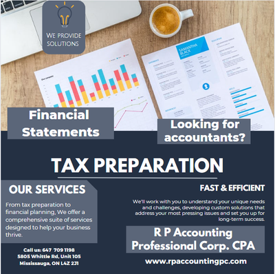 We are a CPA firm providing the following services: • Personal Income Tax Returns (T1) start at $50,...