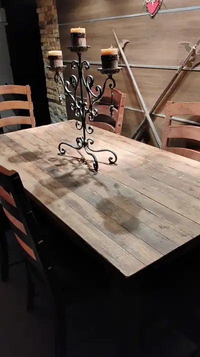 Urban barn dining table with 6 chairs, View more