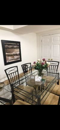 Glass table and 6 chairs