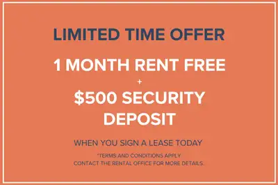 Move In Now Don't Pay Until November Move in this month and you may qualify for our incentive. Visit...