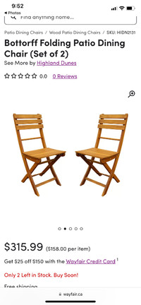 Brand New Acacia Wood Patio Chairs
