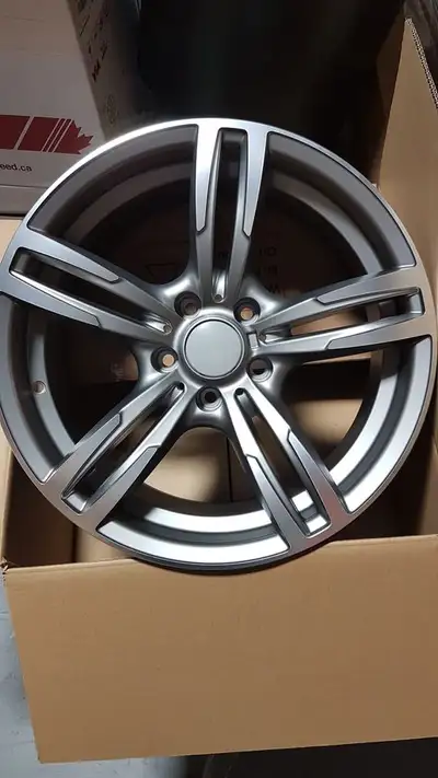 Instock!BMW M4 style alloy 18x8.5 5x120 35 Satin GUNMETAL MACHINED FACE ,$800 installed for 4, clear...