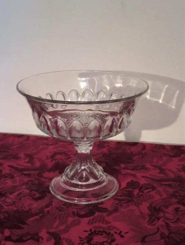 Large Pressed glass Compote, vintage collonial pattern63234861344387122