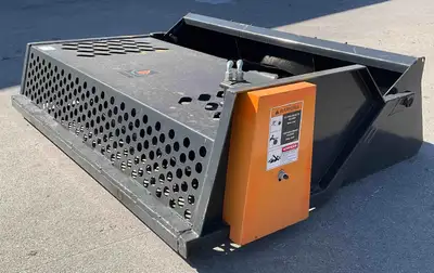 NEW SKID STEER POWER ROOT RAKE ROCK SCREEN COLLECTOR ATTACHMENT RCR1284W SALE $3695.00 Power Root Ra...