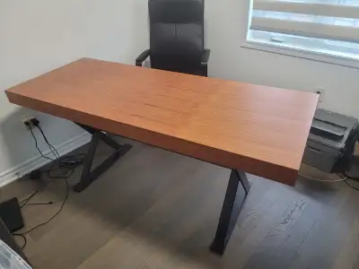 Solid wood desk with drawers and chair, View more