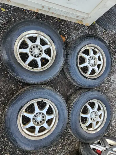 RIMS 16" Alloy Rims (Aftermarket Dual Bolt Pattern) Off of a 2014 Toyota Rav4 TIRES 225 70 16 Firest...
