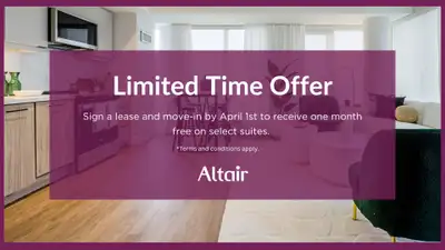Altair offers spacious studio, one, two, and three-bedroom thoughtfully designed and upgraded suites...