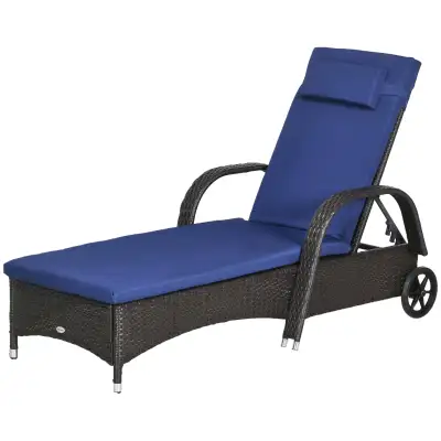 Outdoor Lounger, Deck Lounge Chair with Headrest, 5-Level Adjust, View more
