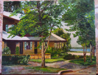 Vintage Oil Painting On Canvas, West Island House, Signed/Dated