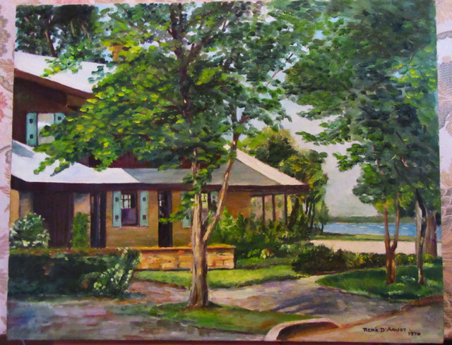 Vintage Oil Painting On Canvas, West Island House, Signed/Dated dans Art et objets de collection  à Ouest de l’Île