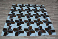 6x6 Ft Cowhide Striped Square Rug