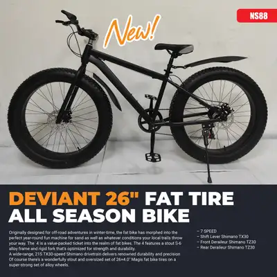 NEW DEVIANT 26″ FAT TIRE ALL SEASON BIKE NS88, View more