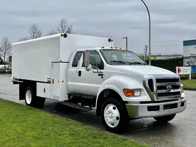2013 Ford F-650 Superduty Supercab Chipper Dump Truck 5403hrs PTO Hydraulic Brakes Pintle Trailer Hi...