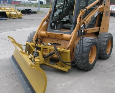 The 2000 Series Angle Blade is sized for compact tractors and skid steers, from 2,500 to 5,000 lbs....