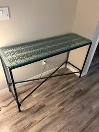 Iron glass top end table for sale