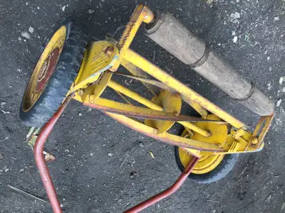 vintage lawnmower with no gas needed., View more