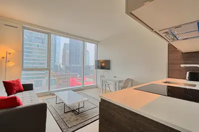 Available Nov 1 st Beautiful pieds-à-terre condo fully furnished in the heart of downtown Montreal!...