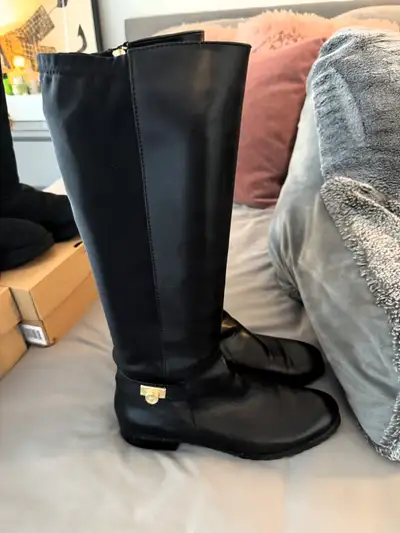 Tahari Wide Calf Black Riding Boots Women's Size 9 Side Zipper, View more