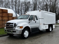 2013 Ford F-650 Superduty Supercab Chipper Dump Truck 5403hrs PTO Hydraulic Brakes Pintle Trailer Hi... (image 4)