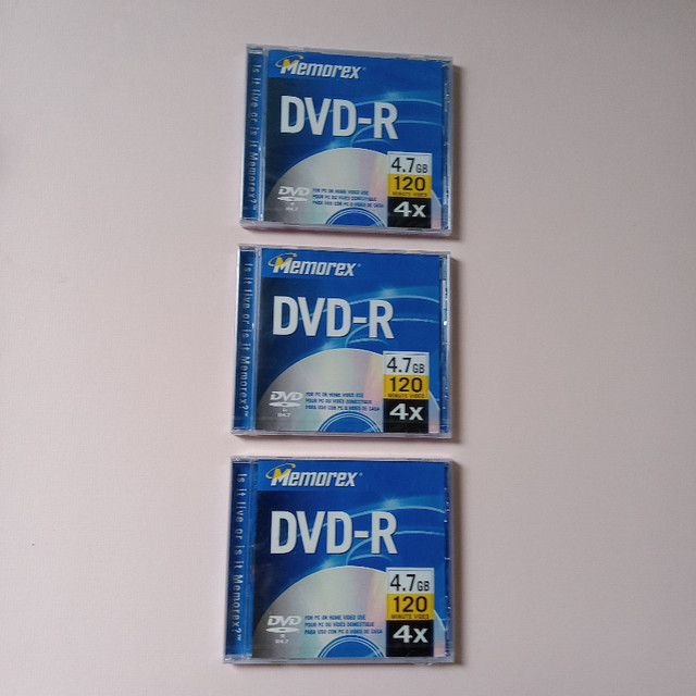 3 Memorex DVD-R Recordable DVD Disc - Sealed in Original Package dans CD, DVD et Blu-ray  à Belleville
