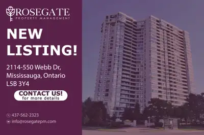 Bright 2 Bed 1 Bath Condo with Stunning Views in Mississauga