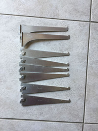 8 silver metal brackets for 8” deep shelves