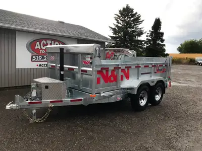 N&N HD SERIES 7'x12' TANDEM AXLE GALVANIZED DUMP TRAILER: 15K WITH TARP ROLLER KIT! Why settle for l...