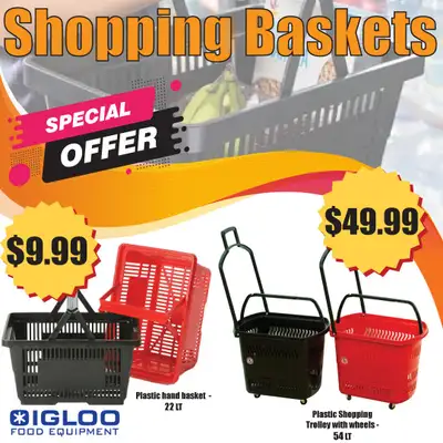 shopping baskets, produce baskets, cooking equipment, restaurant equipment, ranges, grills, griddles...